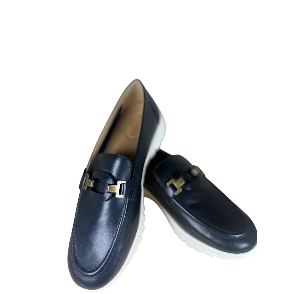 Brioso Shaye Leather Hardware Detail EVA Loafers Black Wedge Size 9